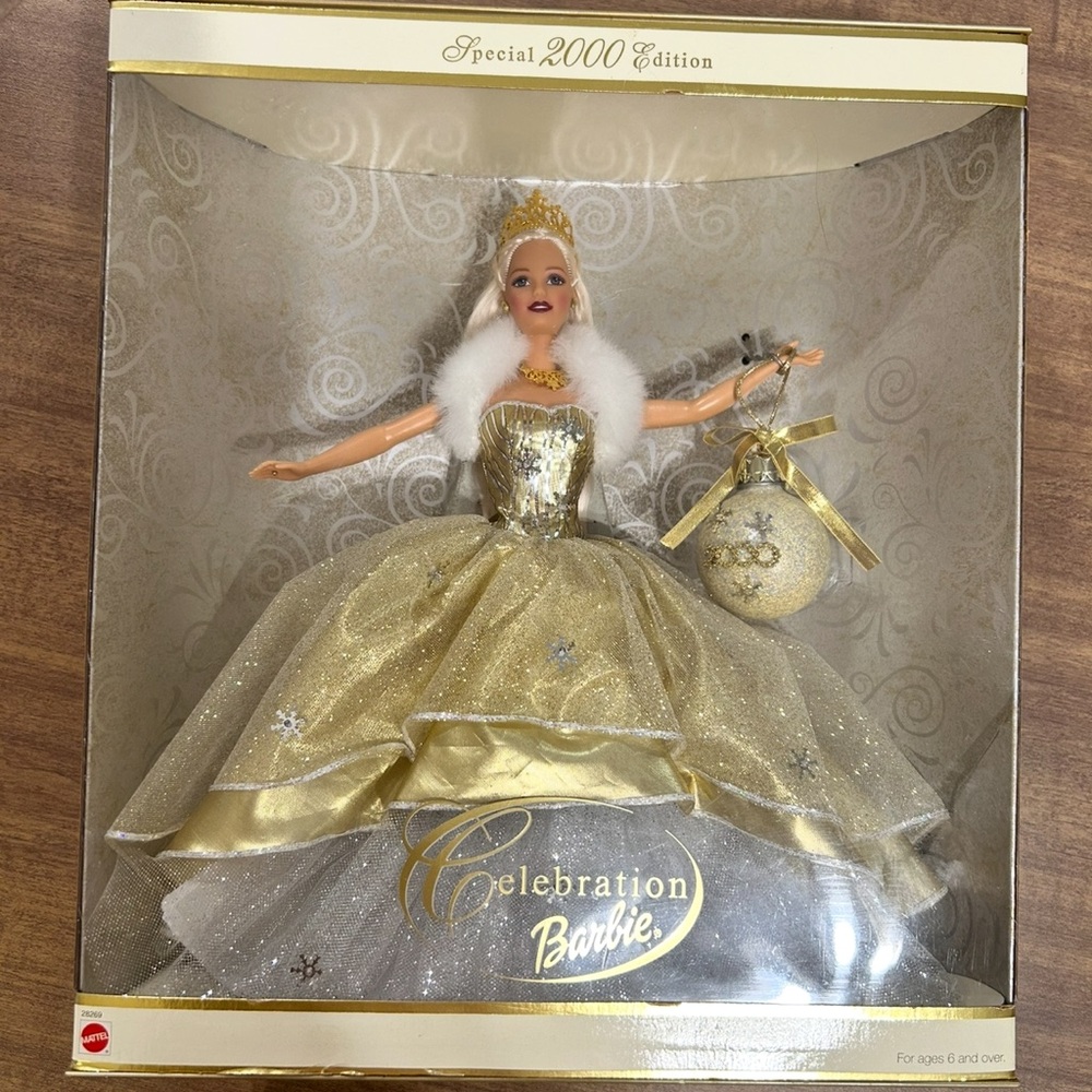 Barbie Celebration Doll in Gold and White Gown